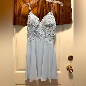 PromGirl baby blue lace homecoming dress